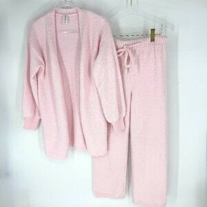Misscosy Cozy Fluffy Pink Cardigan and Pants Lounge Set Size 8